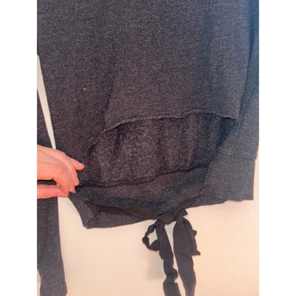 Monrow Tie Back LS Sweater Womens Sz S Charcoal Gray Pullover Quiet Luxury - Picture 6 of 8